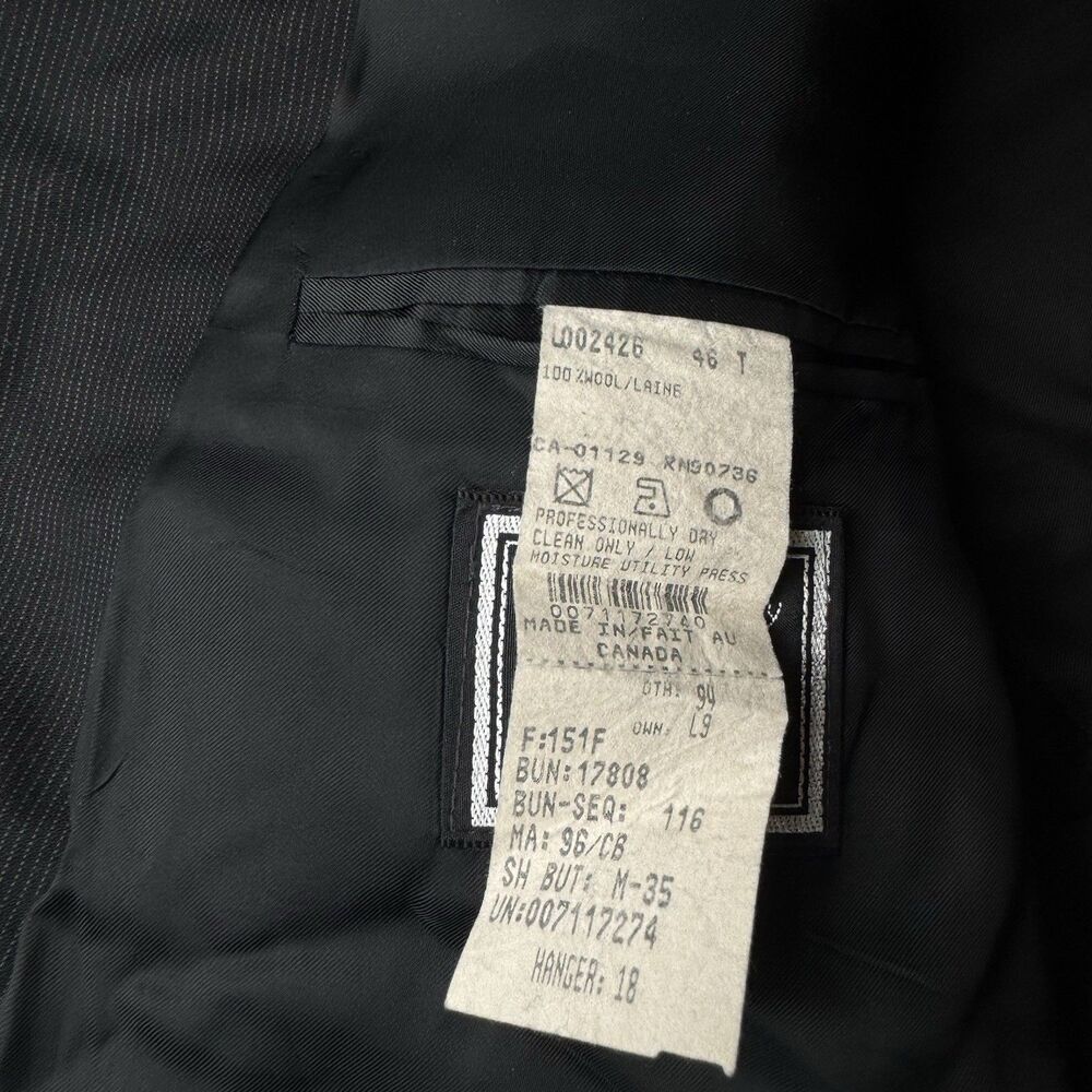Lauren Ralph Lauren Mens 46T Tall 46L Jacket Blazer Black Striped Made Canada - Picture 7 of 11